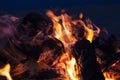 Background of flames and glowing embers. Royalty Free Stock Photo