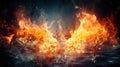 Background with flames and water created with Generative AI Royalty Free Stock Photo