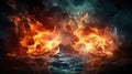 Background with flames and water created with Generative AI Royalty Free Stock Photo