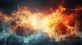 Background with flames and water created with Generative AI Royalty Free Stock Photo