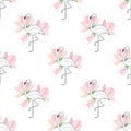 simple background with flamingos. A simple pattern. Flamingo and palm branch on a white background. Vector