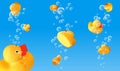 Background with floating rubber ducks Royalty Free Stock Photo