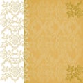 Background floral border vertical gold vintage