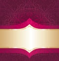 Background Floral red and gold luxury vintage invitation design