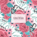 Background floral  - pink flowers seamless pattern Royalty Free Stock Photo