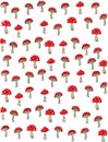 Background with fly agaric mushrooms on a white background