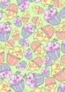 Background of flying cupcakes