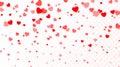 Background with flying red hearts. Heart background For design poster, wedding invitation, Mothers day, Valentines day, Womens day