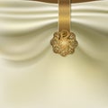 Background with folds of fabric and gold brooch