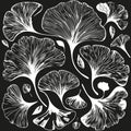 Background foliage Patterns Ginkgo Leaves nature Longevity Black and White colors, vector Royalty Free Stock Photo
