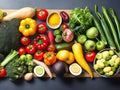 A background of food featuring a variety of fresh organic vegetables. Royalty Free Stock Photo