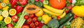 Background food fruits and vegetables collection fruit vegetable healthy eating diet apples oranges banner tomatoes