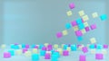 Background footage with rotation defferent colors cubes and random cubes on the floor