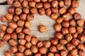 Background in the form of a circle of nuts hazelnut Royalty Free Stock Photo