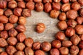 Background in the form of a circle of nuts hazelnut Royalty Free Stock Photo