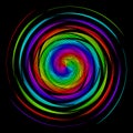 Background in the form of twisted spirals of colored rays on a black. Vector illustration for web design