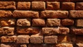 Fragment of the wall of an old house of crumbling red brick. For the background. Royalty Free Stock Photo