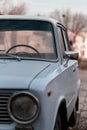 Background fragment old Soviet vintage retro car Lada Zhiguli Russian VAZ-2101 penny made in the USSR Royalty Free Stock Photo