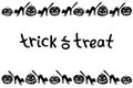 Background, frame for Halloween. Horizontal border of festive icons - Jack lantern, pumpkin, black cat. Trick or treat-lettering. Royalty Free Stock Photo