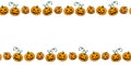 Background, frame for Halloween. Horizontal top and bottom edging, border of Jack lantern, pumpkin Royalty Free Stock Photo