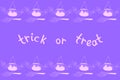 Background, frame for Halloween. Horizontal top and bottom ending, border of witch icons and brooms. Trick or treat-lettering.