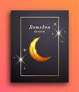 Background Frame of Ramadan Mubarak with the Moon and Shining Stars to Celebrate and Welcome the Month of Ramadan Royalty Free Stock Photo