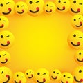 Background Frame with Smiling, Winking and Mouth Licking Emoji with Stuck Out Tongue