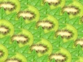 Background of fresh kiwi slices and green leaf Royalty Free Stock Photo