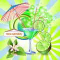 Background with fresh lime juice