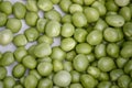 Background with fresh organic green peas. Close-up view from above Royalty Free Stock Photo