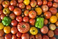 Background of fresh red, yellow tomatos