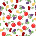 Background of fruits and berries. Apples pears and grapes. Seamless vector background Royalty Free Stock Photo