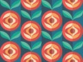 Background fruits and green leaves nature. Abstract geometric seamless pattern. Decorative ornament in flat design style. Royalty Free Stock Photo
