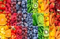 Background of fruits, vegetables and berries. Fresh ripe color  food Royalty Free Stock Photo