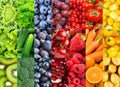 Background of fruits, vegetables and berries. Fresh ripe food Royalty Free Stock Photo