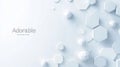 Background of futuristic white hexagons. Concept of futuristic honeycomb. Wave of particles. 3D rendering. Background of Royalty Free Stock Photo