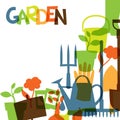 Background with garden design elements and icons Royalty Free Stock Photo