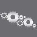 Background with gears. 3d vector technology, engine spare parts. Industrial design concept. Vector image