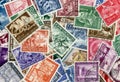 Background of German postage stamps of the third Reich period: 1933-1945. Postal cancellation. The history of mail. Royalty Free Stock Photo