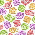 Background gift boxes. Gift boxes collection icons. Vector