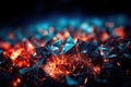 Background with glass shards. Reflexes in red and blue color. Texture with magical effect