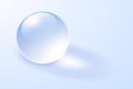 Background with glass transparent sphere, light blue ball with shadows Royalty Free Stock Photo