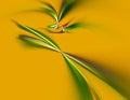 Green And Yellow Feathery Lines Fractal on Gold Background