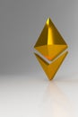 Background with gold ethereum symbol. 3d rendering.