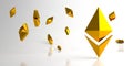 Background with gold ethereum symbol. 3d rendering.