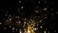 Background with gold glitter particles, bokeh. Shining golden confetti with magic light, glamour, holiday. Beautiful animated