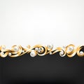 Gold jewelry frame and pearls Royalty Free Stock Photo