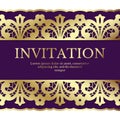 Background with gold lace ornament and area for text. Elegant card design.