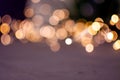 The background is a golden bokeh of the glare of garland lights. Defocus