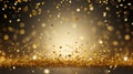 A background with golden confetti and \